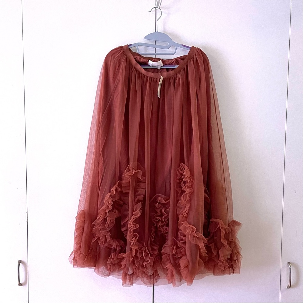 Anthropologie Ruffled Tulle Midi Skirt